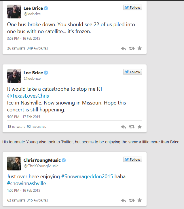 Lee Brice Tweet Snow